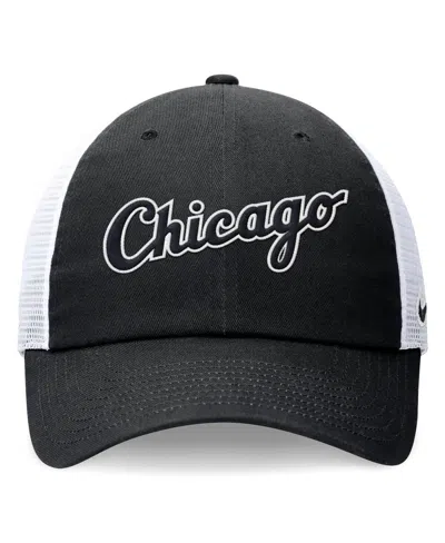 Nike Men's  Black Chicago White Sox Evergreen Wordmark Trucker Adjustable Hat In Black