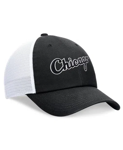 Nike Men's  Black Chicago White Sox Evergreen Wordmark Trucker Adjustable Hat In Black