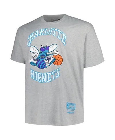 Mitchell & Ness Men's  Heather Gray Distressed Charlotte Hornets Big And Tall Hardwood Classics Vinta In Heather Gray