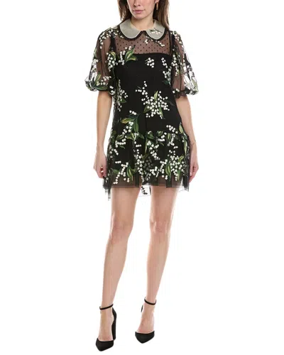 Shop Red Valentino Elbow Sleeve Mini Dress In Black