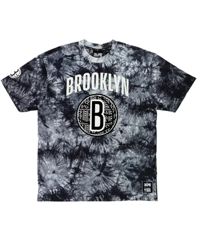 Shop Two Hype Men's And Women's Nba X  Black Brooklyn Nets Culture & Hoops Tie-dye T-shirt