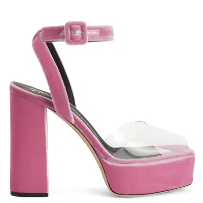 Giuseppe Zanotti 120mm Transparent Platform Sandals In Pink