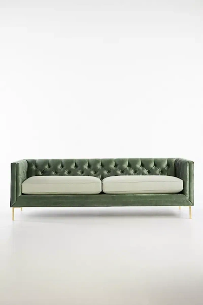 Shop Anthropologie Velvet & Linen Mina Two-cushion Sofa