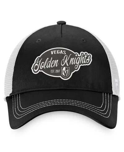 Shop Fanatics Women's  Black, White Vegas Golden Knights Fundamental Trucker Adjustable Hat In Black,white