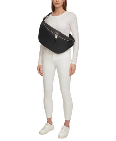 Shop Calvin Klein Moss Large Belt Bag With Zipper Closure In Caramel