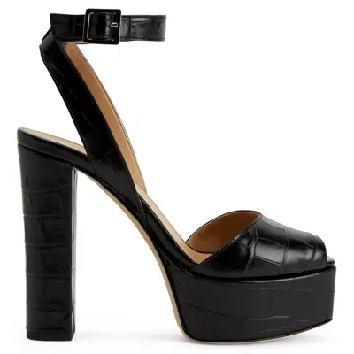Giuseppe Zanotti Betty Crocodile-effect Platform Sandals In Black