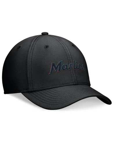 Shop Nike Men's  Black Miami Marlins Evergreen Performance Flex Hat