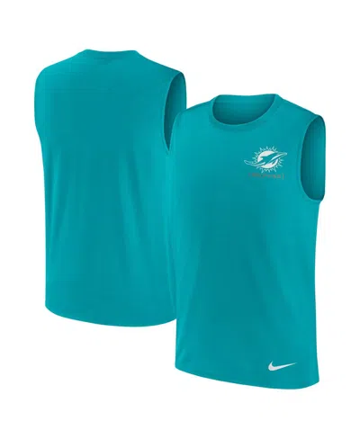 Shop Nike Men's  Aqua Miami Dolphins Muscle Tank Top
