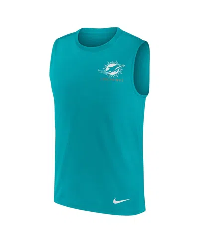 Shop Nike Men's  Aqua Miami Dolphins Muscle Tank Top