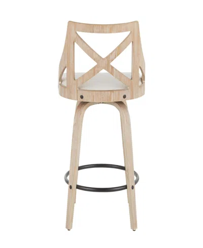 Lumisource Set Of 2 Charlotte Counter Stools In White Washed Wood,black Metal,cream Fa