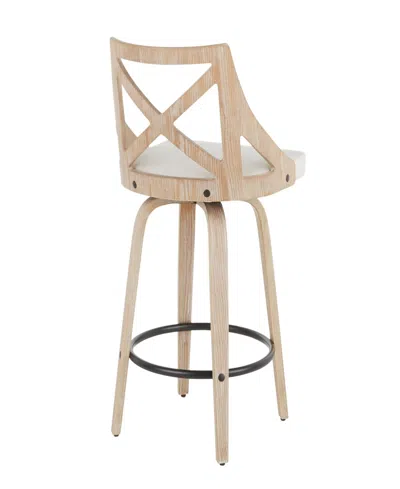 Lumisource Set Of 2 Charlotte Counter Stools In White Washed Wood,black Metal,cream Fa