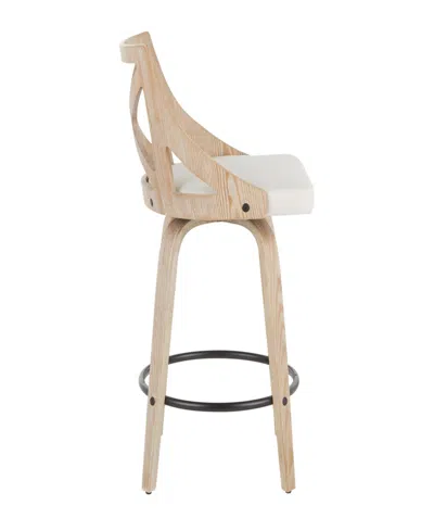 Lumisource Set Of 2 Charlotte Counter Stools In White Washed Wood,black Metal,cream Fa