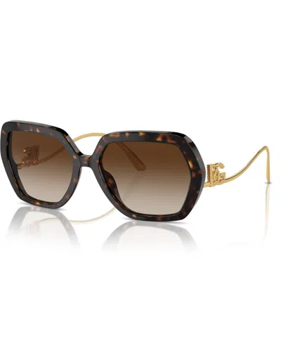 Dolce & Gabbana Geometric Sunglasses, 58mm In Havana