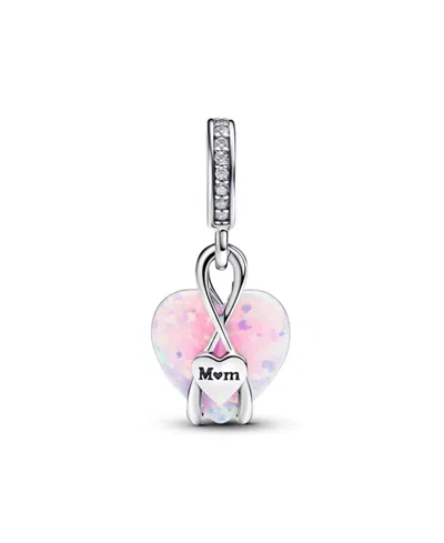 Pandora Mom Opalescent Heart Dangle Charm In Pink
