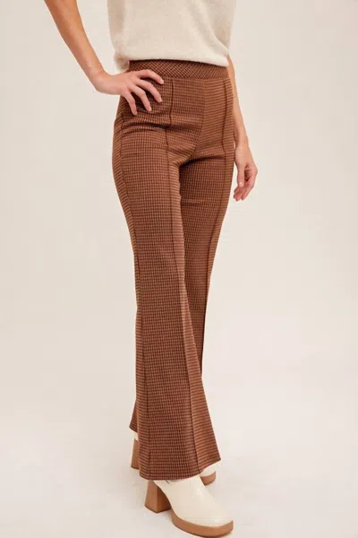 Shop Hem & Thread Check Print Flare Pants In Russet Brown