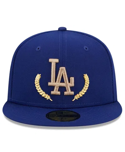Shop New Era Men's  Royal Los Angeles Dodgers Gold Leaf 59fifty Fitted Hat