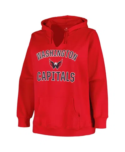 Profile Red Washington Capitals Plus Size Arch Over Logo Pullover Hoodie In Red