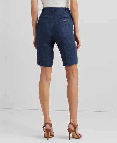 Shop Lauren Ralph Lauren Women's Linen High-rise Shorts In Delave Blue