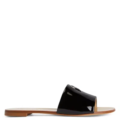 Giuseppe Zanotti Shirley Patent-effect Slides In Black