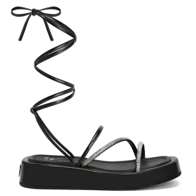 Giuseppe Zanotti Lace-up Leather Sandals In Black