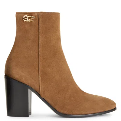 Giuseppe Zanotti Enriette 80mm Suede Boots In Brown