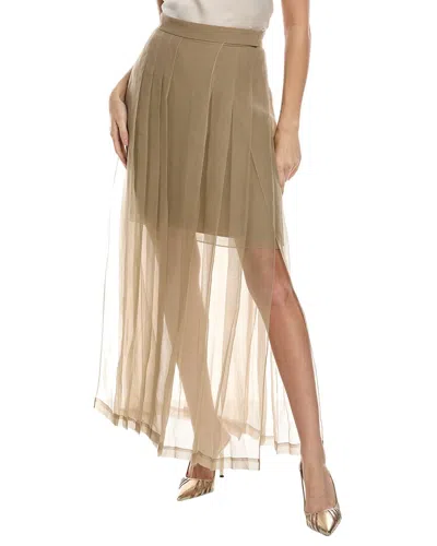 Shop Brunello Cucinelli Silk Skirt In Brown