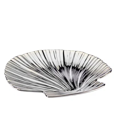 Shop Certified International Silver Coast Set Of 4 3-d Shell Candy Plate In Miscellaneous