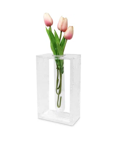 Vivience 8.75"h Tube Inlayed Acrylic Vase In Clear
