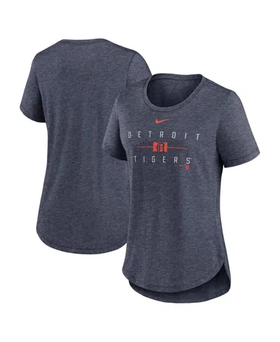 Shop Nike Women's  Heather Navy Detroit Tigers Knockout Team Stack Tri-blend T-shirt