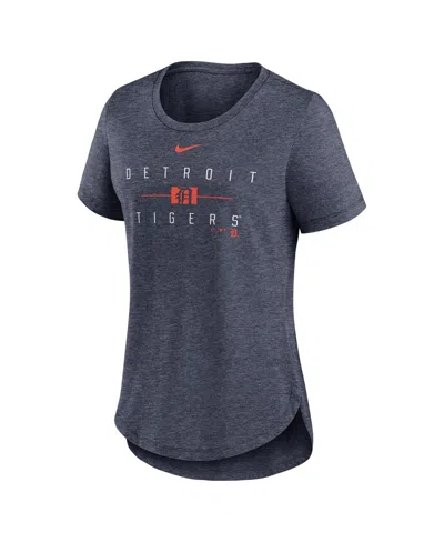 Shop Nike Women's  Heather Navy Detroit Tigers Knockout Team Stack Tri-blend T-shirt