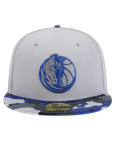 Shop New Era Men's  Gray Dallas Mavericks Active Color Camo Visor 59fifty Fitted Hat