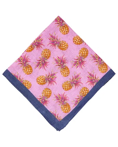 Shop J.mclaughlin J. Mclaughlin Pineapple Silk-blend Pocket Square In Multi