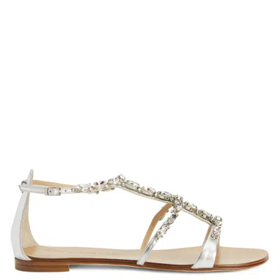 Shop Giuseppe Zanotti Elba Flat In Silver