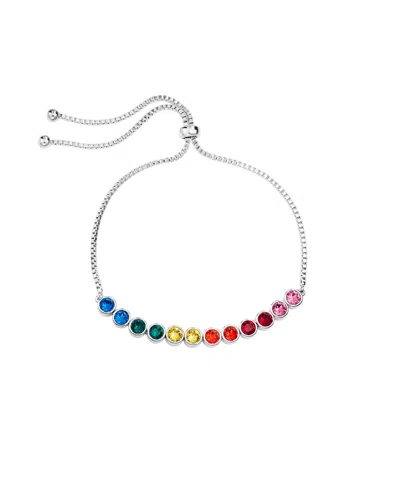 Shop Macy's Women's Rainbow Crystal Bezel Set Adjustable Bracelet
