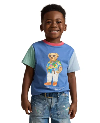 Shop Polo Ralph Lauren Toddler And Little Boys Polo Bear Color-blocked Cotton T-shirt In Sp Clb Bear French Blue Multi