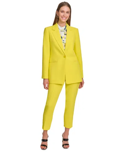 Shop Dkny Women's One-button Blazer In Fluro Yellow