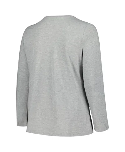 Profile Heather Gray Michigan State Spartans Plus Size Arch Over Logo Scoop Neck Long Sleeve T-shirt In Heather Gray