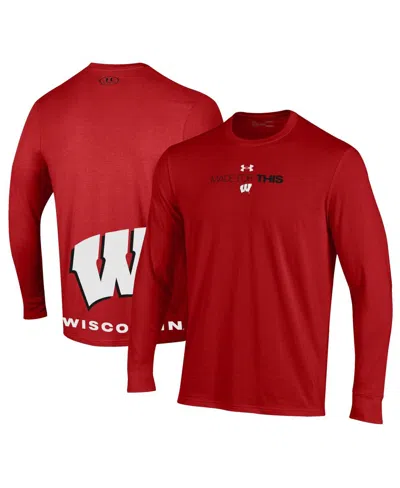 Shop Under Armour Men's And Women's  Red Wisconsin Badgers 2024 On-court Bench Unity Performance Long Slee