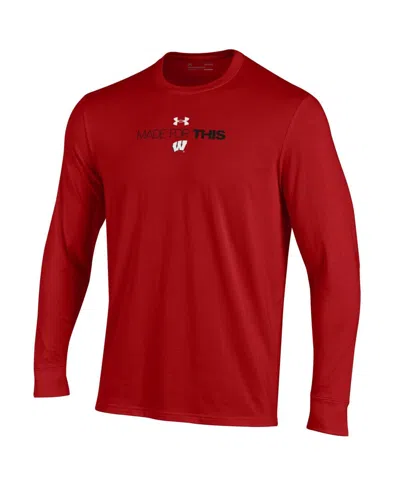 Shop Under Armour Men's And Women's  Red Wisconsin Badgers 2024 On-court Bench Unity Performance Long Slee