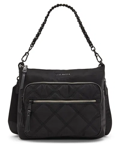 Shop Steve Madden Forrest Nylon Quilted North South Crossbody In Black