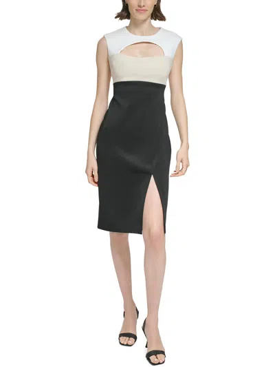 Shop Calvin Klein Womens Cut-out Knee-length Sheath Dress In Multi