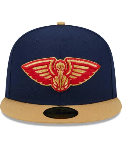 Shop New Era Men's  Navy, Gold New Orleans Pelicans Gameday Gold Pop Stars 59fifty Fitted Hat In Navy,gold