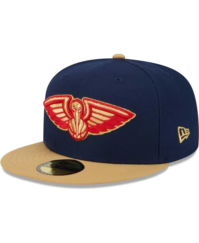 Shop New Era Men's  Navy, Gold New Orleans Pelicans Gameday Gold Pop Stars 59fifty Fitted Hat In Navy,gold