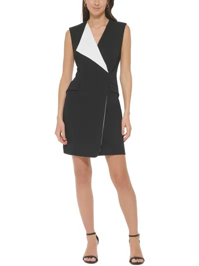 Shop Calvin Klein Womens Colorblock Short Wrap Dress In Multi