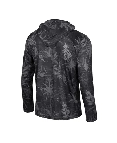 Colosseum Men's  Black Texas Longhorns Palms Printed Lightweight Quarter-zip Hooded Top In Black