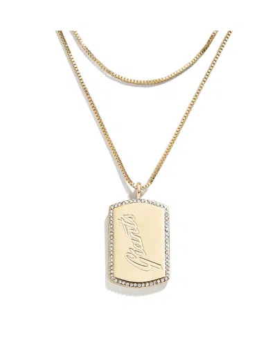 Shop Wear By Erin Andrews Women's  X Baublebar San Francisco Giants Dog Tag Necklace In Gold-tone