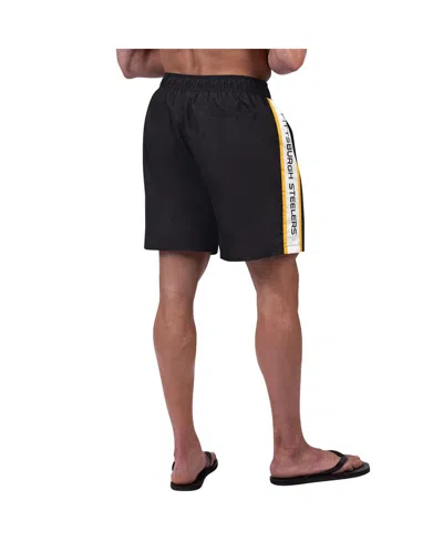 Shop G-iii Sports By Carl Banks Men's  Black Pittsburgh Steelers Streamline Volley Swim Shorts