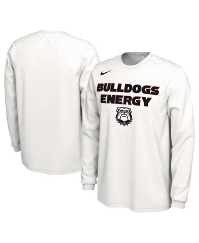 Shop Nike Men's And Women's  White Georgia Bulldogs 2024 On-court Bench Energy Long Sleeve T-shirt