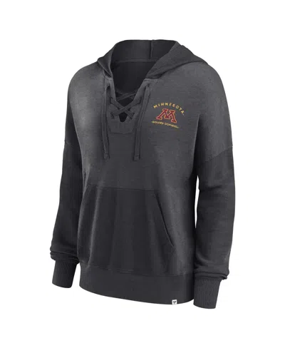 Shop Fanatics Women's  Heather Charcoal Minnesota Golden Gophers Campus Lace-up Pullover Hoodie