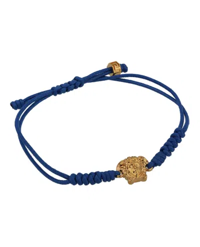 Shop Versace Medusa Braided Bracelet In Blue